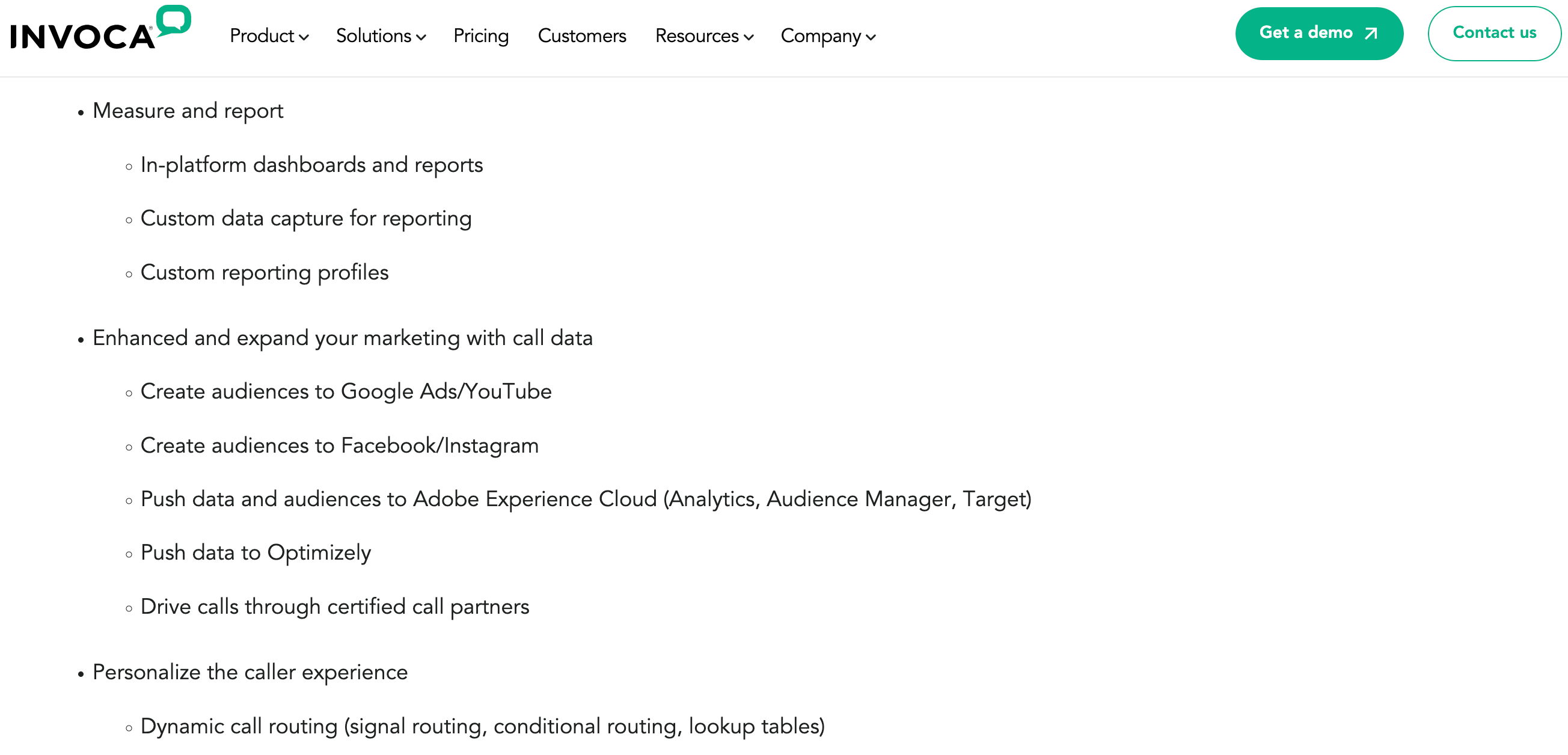 invoca reporting features